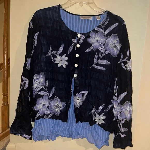 Vintage Pretty Beaded Floral Button Down Blouse Top - Picture 3 of 8